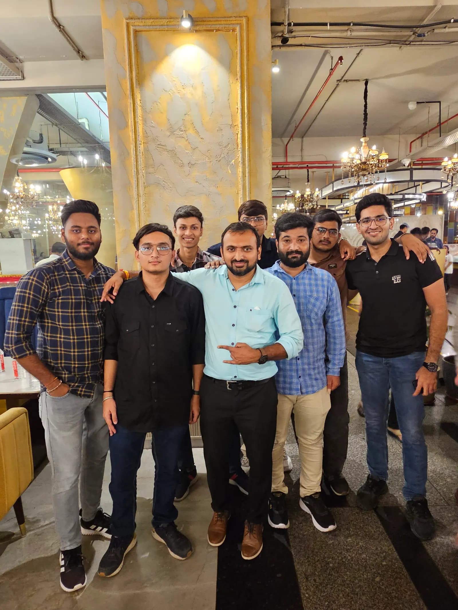 A group of colleagues out together at a food court